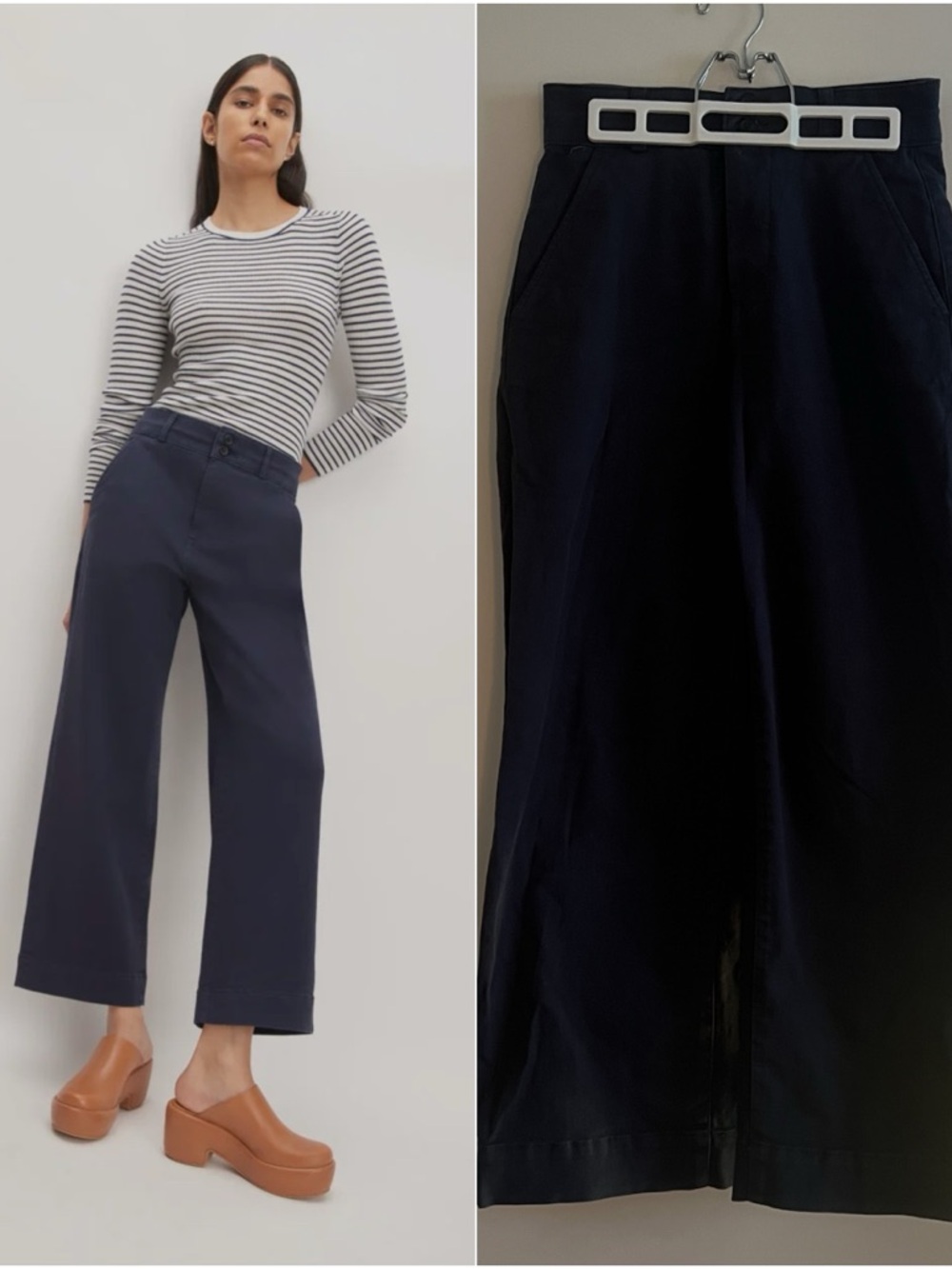 Everlane Navy The Organic Wide-Leg Pant